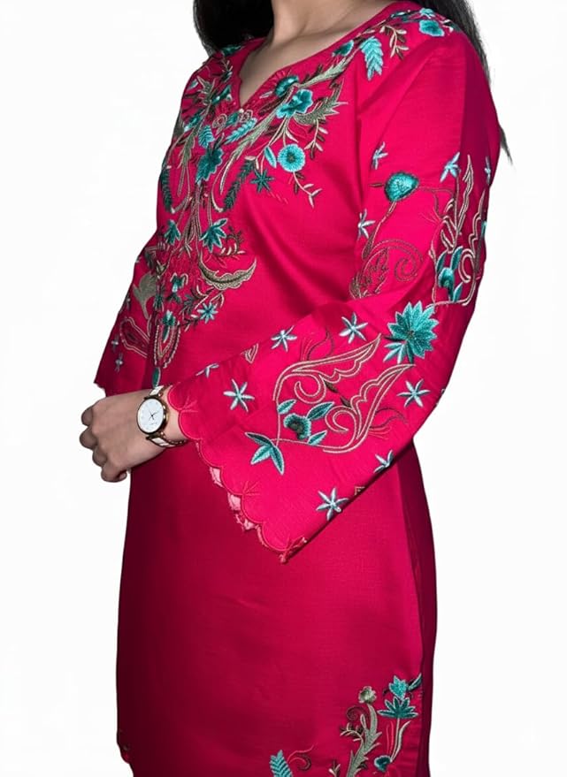 Premium Red Pakistani Cord Set |  Magenta | Vetican Silk