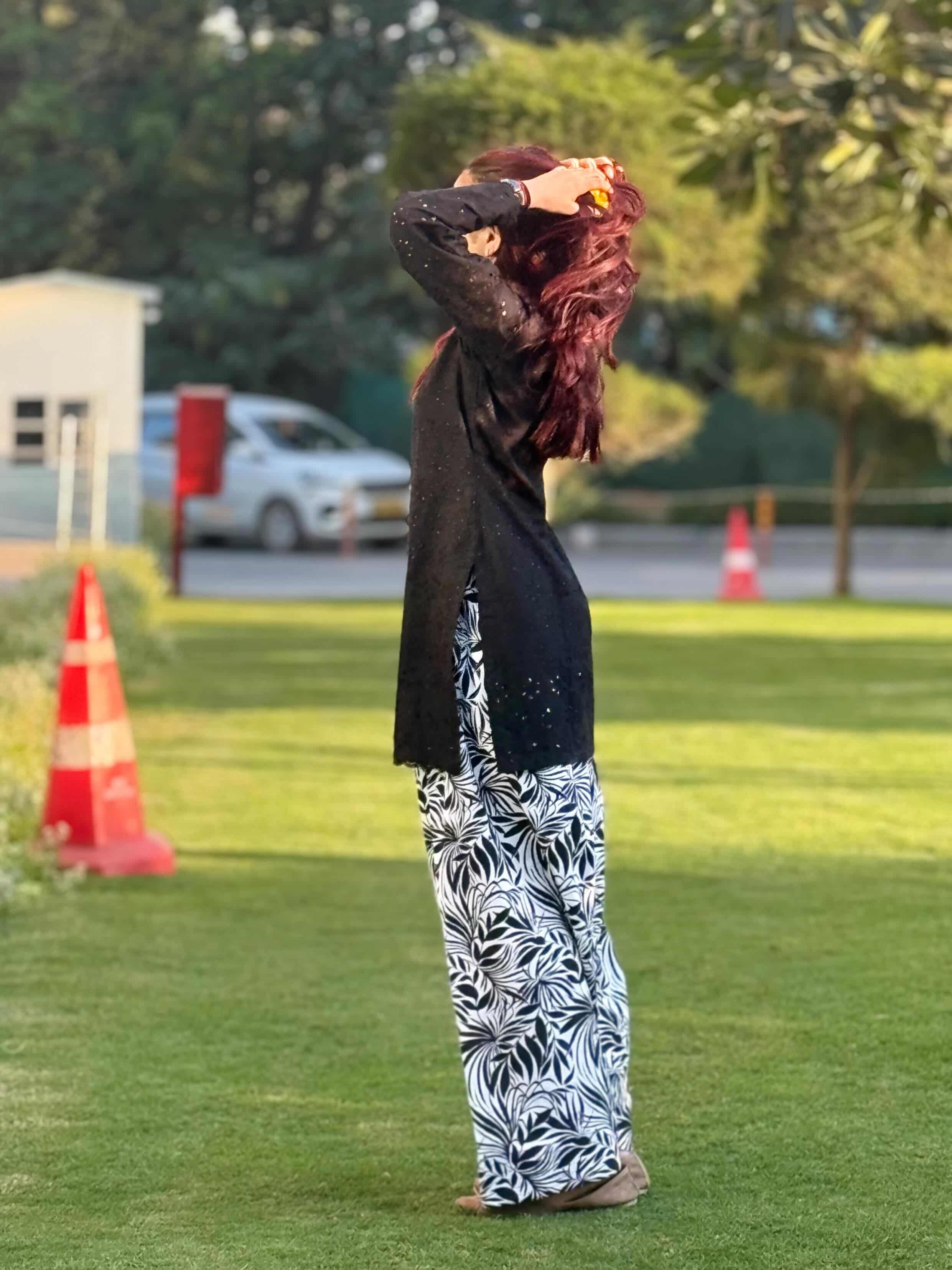 🖤 Farshi Suit – Black Hakoba Cotton Kurta with Printed Poplin Cotton Bottom