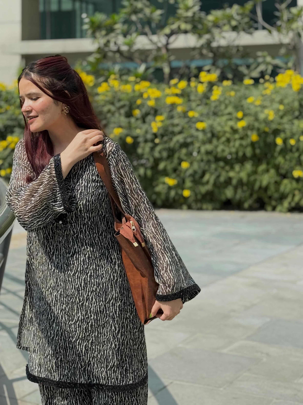 Elegant Printed Chiffon Suit Set – Lightweight Kurta & Lined Bottom