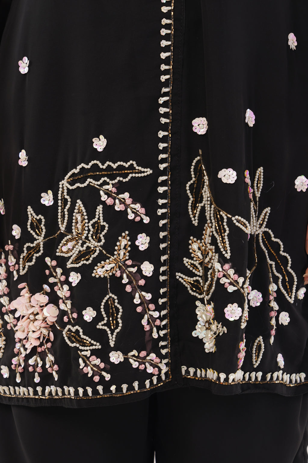 Black Pure Georgette Hand-Embroidered Cord Set | Festive & Party Wear Ethnic Suit Set