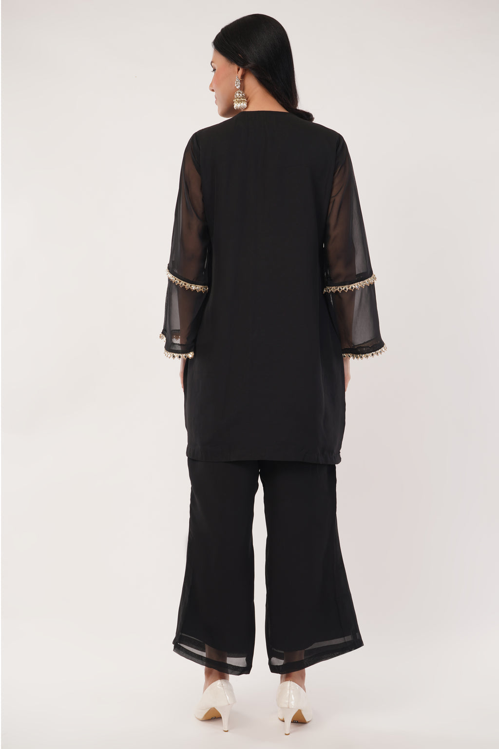 Black Pure Georgette Hand-Embroidered Cord Set | Festive & Party Wear Ethnic Suit Set