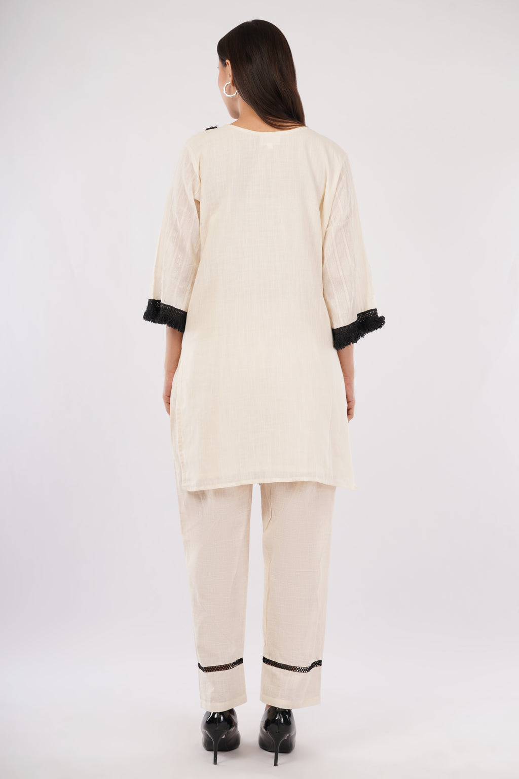 Pakistani Styled Cord Set | Pure Cotton with Lace Work